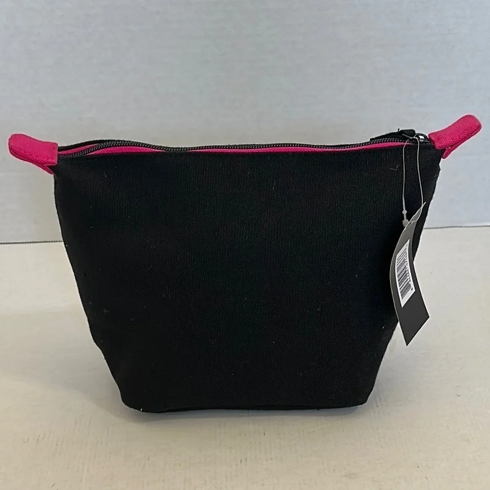 Redken Black and Pink Cosmetic Bag with matching hair and scalp massager NWT